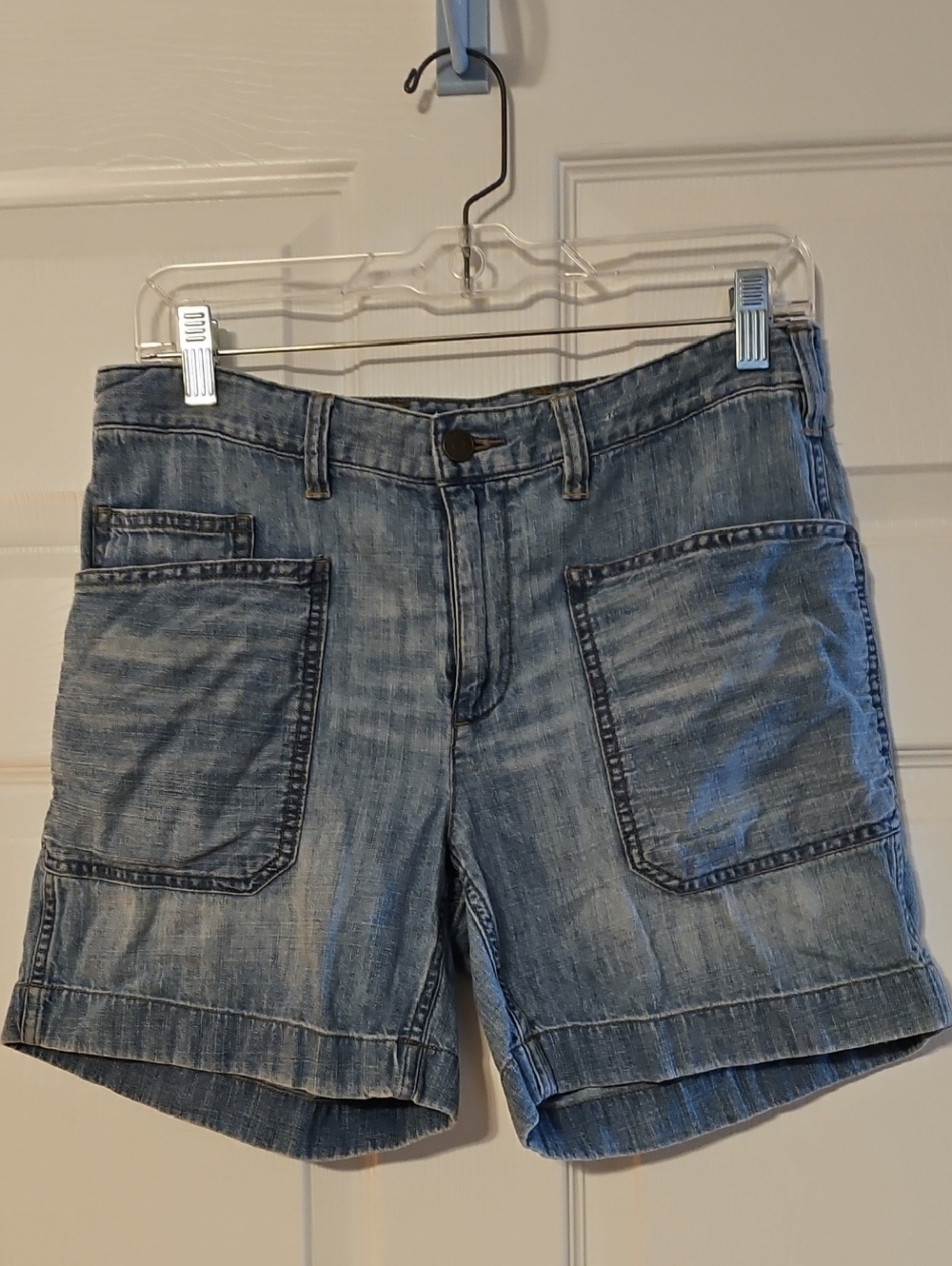 FLAW: Lauren Ralph Lauren Light Blue Denim Patch-Pocket Shorts